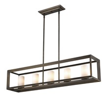  2073-LP GMT-OP - Smyth 5 Light Linear Pendant in Gunmetal Bronze with Opal Glass